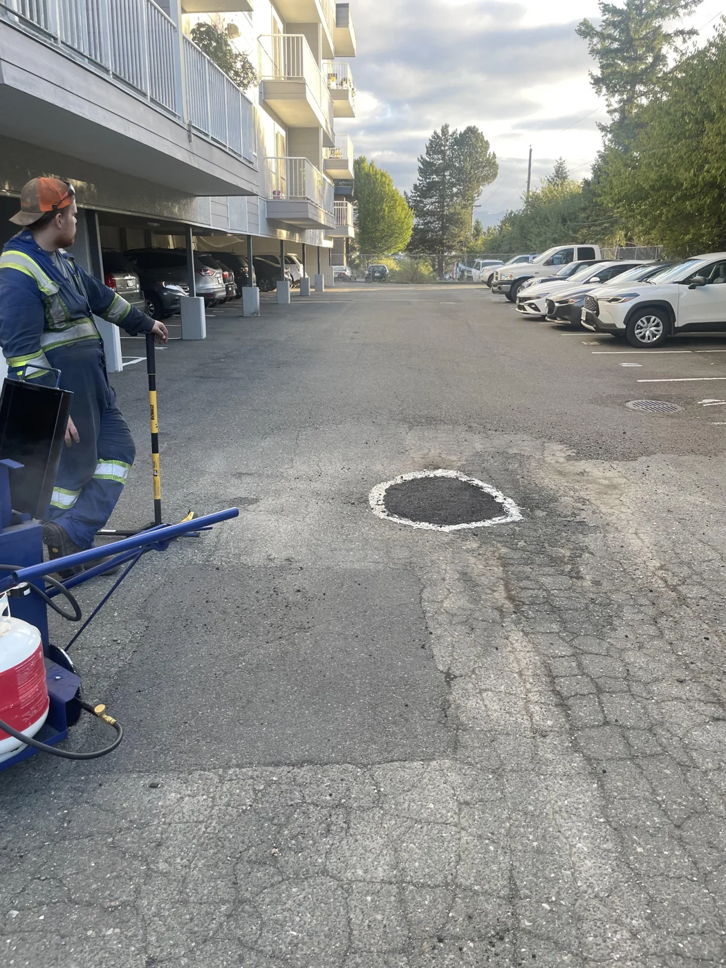 A completed asphalt patch in Courtenay.