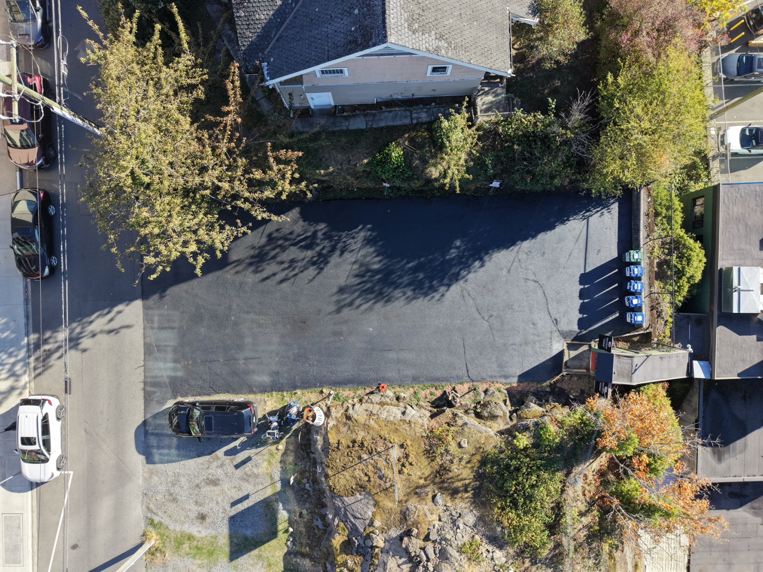 Overhead view of a sealcoating project in Nanaimo.